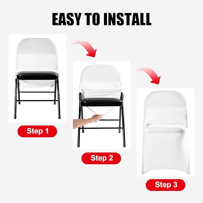 Stretch Spandex Chair Covers - 12 PCS, Folding Kitchen Chairs Cover, Universal Washable Slipcovers Protector, Removable Chair Seat Covers, for Wedding Party Dining Room Banquet Event