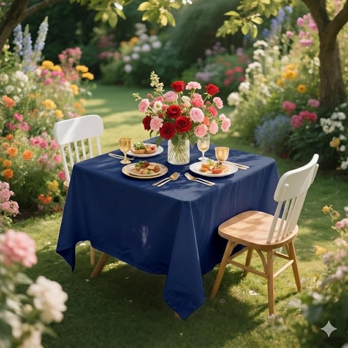 8 Pack Navy Blue Square Tablecloth 54x54 Washable Polyester Table Cloth for Square or Round Tables, Wrinkle Resistant Fabric Decorative Covers for Dining Party Banquet Buffet and Wedding