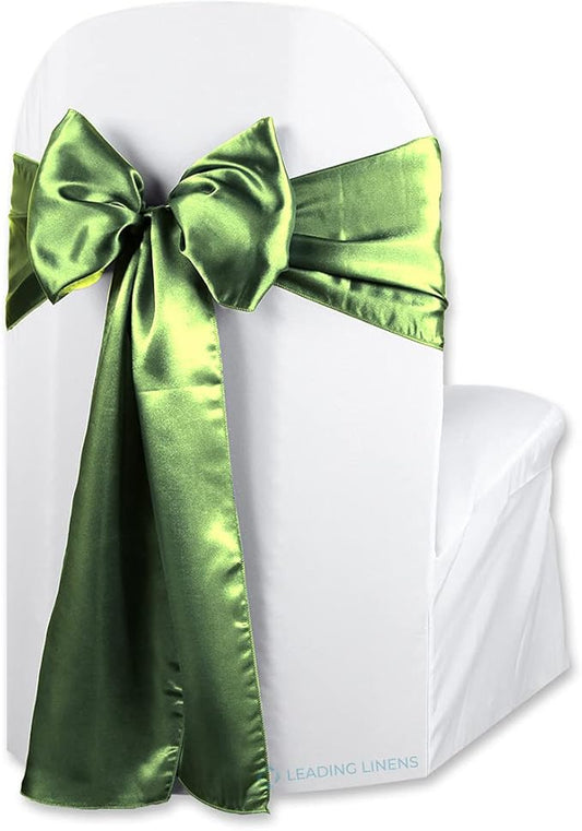 Satin Bow Sash Chair Cover Decoration - Elegant Sashes for Weddings, Banquets, Receptions, Special Events, Restaurants, and Parties - 28 Available Color Choices, Set of 150, Sage Green
