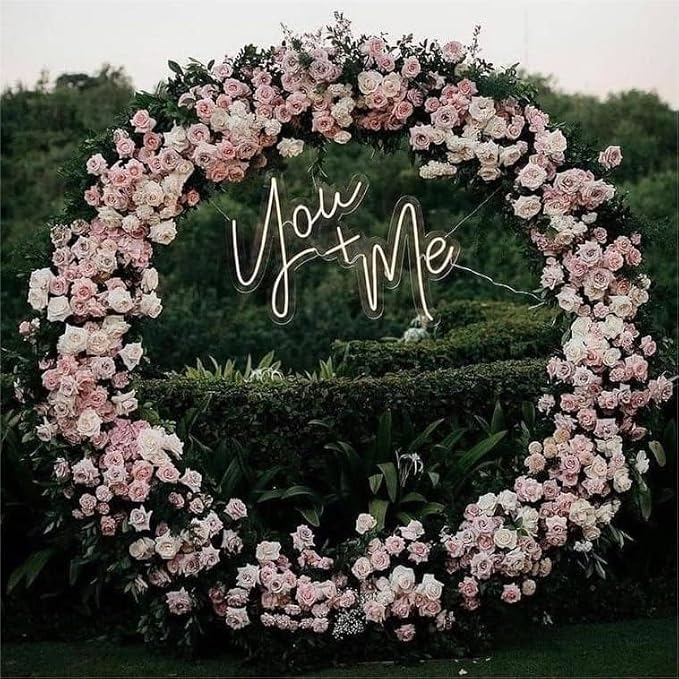 Round Backdrop Stand Arch Balloon Golden Metal Circle Garland Frame with Base for Wedding Birthday Party Baby Shower Graduation Decoration (7.2 FT - White)