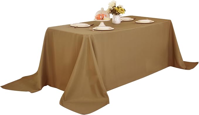 2-Pack 90x132 inch Coffee Table Cloths, Solid Stain and Wrinkle Resistant Oblong Tablecloth, Premium Plain Weave Polyester Fabric Rectangle Table Linen Covers for Hotel, Wedding