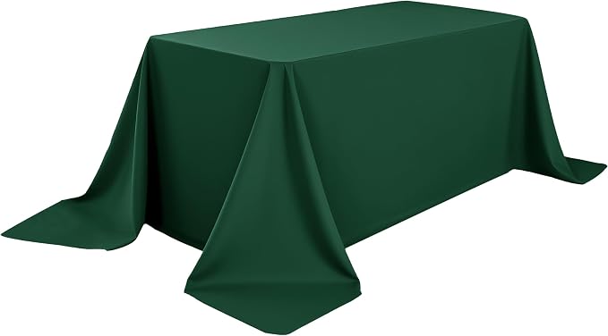 2-Pack 90x132 inch Blackish Green Table Cloths, Solid Stain and Wrinkle Resistant Oblong Tablecloth, Premium Plain Weave Polyester Fabric Rectangle Table Linen Covers for Hotel, Wedding