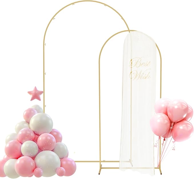 Babenest 6FT 7.2FT Gold Arch Backdrop Metal Stand Set of 2 for Party | Arch Wedding Stand, Balloon Arch Frame Ceremony Birthday Party Bridal Baby Shower Banquet Halloween Decoration
