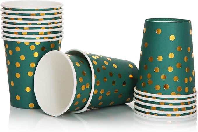 Green and Gold Party Decorations, 200Pcs Emerald Green Plates and Napkins Party Supplies, Birthday Plates for Fathers Day Graduation Decorations