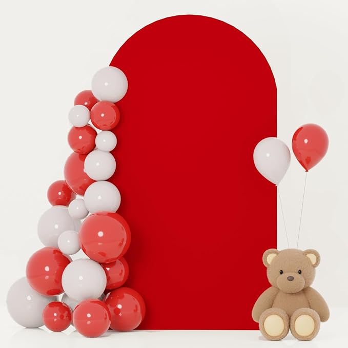 FOTSHARER Spandex Arch Cover 6.6FTx3.3FT Red Arch Backdrop Cover for Arch Stand Wedding Arches Spandex Cover Chiara Wall Covers Spandex Fabric for Arched Backdrop Birthday Arch Covers for Parties