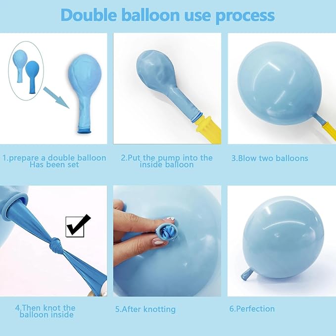 Double Stuffed Pastel Blue Balloon Garland Macaron Baby Blue Balloons Different Sizes 18/12/5 Inch Light Blue Latex Balloons Arch Kit For Gender Reveal Birthday Baby Shower Party Decorations