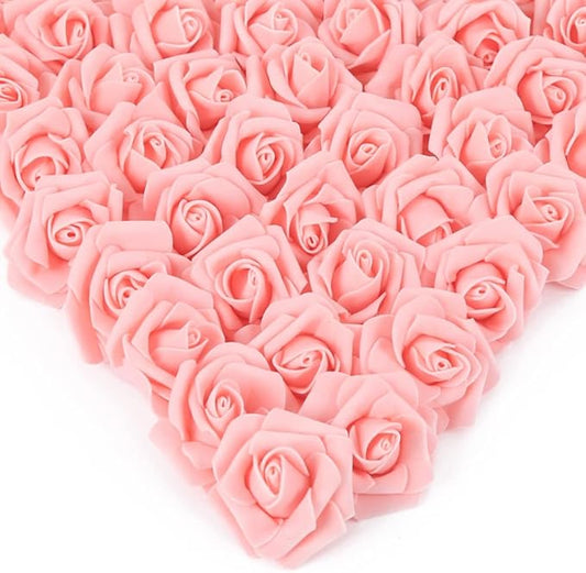 Artificial Rose Flower Heads, 200 PCS Peach Foam Roses for Crafts 1.97in Real Looking Fake Roses for DIY Wedding Party Baby Shower Home Decoration(Peach)