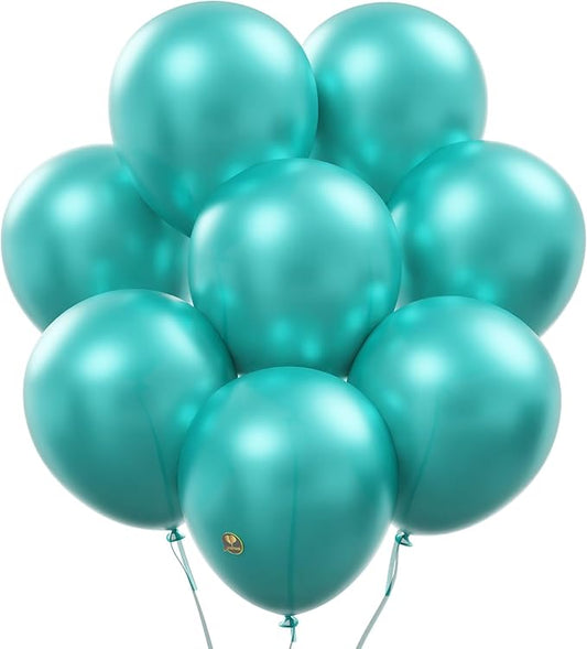 AFTERLOON® Biodegradable Balloons 24 pcs Pearlized Turquoise Blue (Tiffany) 12 Inch, Pearlescent Thickened Extra Strong Latex Helium Float, Colorful Bulk Color ballon Globos Para Decoration De Kids