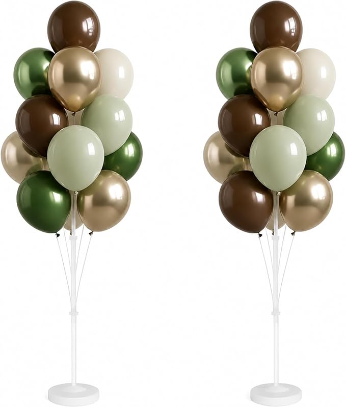 2 Sets Champagne Gold Balloon Stand Kit-Balloon Column Holder with Metallic Rose Balloons for Birthday, Wedding,Baby Shower,Graduation,Anniversary Party Decorations Centerpiece(Forest)
