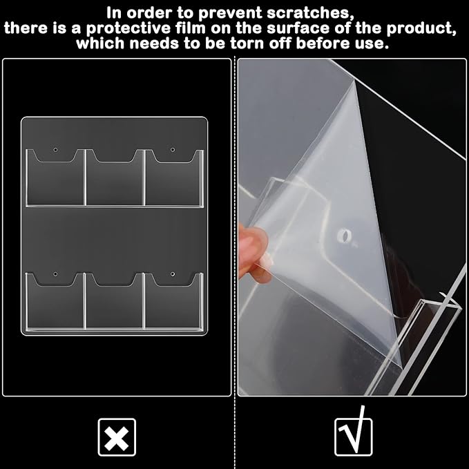 Eersida 2 Pack Acrylic Brochure Pamphlet Holder Wall Mount Clear Brochure Display Holder Plastic Trifold Flyer Rack Literature Storage Rack for Offices Waiting Room (6 Pockets, 15 x 13 Inch)