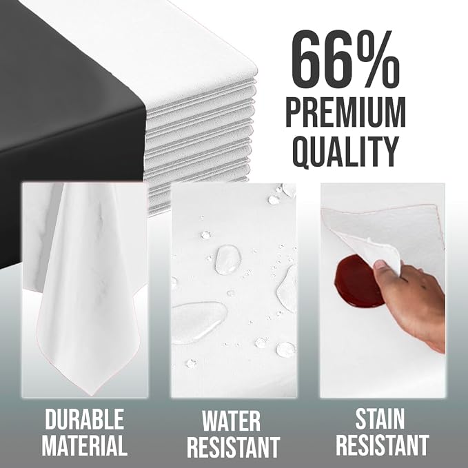 Exquisite White Tablecloths for Rectangle Tables 48 Pack Plastic Table Cloth Disposable 54" X 108" White Table Cloths Rectangle Tablecloth Plastic Tablecloths Rectangular for Party Supplies