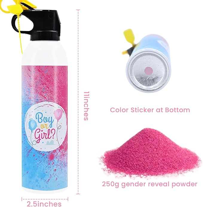 Gender Reveal Fire Extinguisher Large Pink Extinguisher Gender Reveal Smoke for Baby Shower Gender Reveal Ideas 2 Pack Pink Color Smoke Biodegradable Powder for Boy or Girl Party Decorations