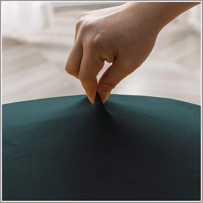 Velvet Plush XL Dining Chair Covers, Stretch Chaircover, Spandex High Chairs Protector Covers Seat Slipcover with Elastic Band for Dining Room,Wedding, Ceremony, Banquet (Teal Green, Set of 4)