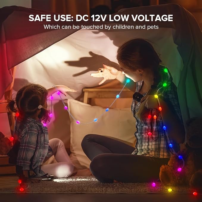 BTF-LIGHTING WS2812B IC RGB Pebble Pixel Light Seed String Roll Individual Addressable Chasing Color Smart Fairy String Light PVC Wire 16.4FT 50LED DC12V for Christmas Decor(No Adapter or Controller)