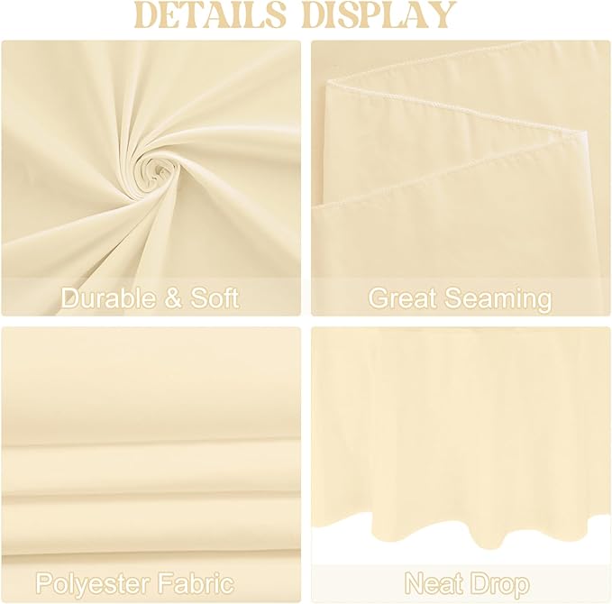 4 Pack 90 Inch Round Tablecloth Polyester Washable Table Covers for Wedding Dining Table Buffet Parties Banquet Decor（Champagne）