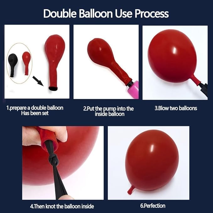 Red White Blue Balloon Arch Double Stuffed, Navy Blue Dark Ruby Red Balloon Garland Kit with Latex Gold for Birthday 4th Of July Patriot Graduation Independence Day Veterans Day Party Decoration