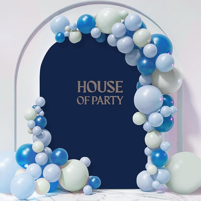 FANPROMS Wedding Arch Cover 2.6x6FT Navy Blue Arch Covers Spandex Fitted Arched Cover Backdrop Fabric for Wall Backdrops Stand Chiara Arched Backdrop Covers for Happy Birthday Balloon Party Decoration