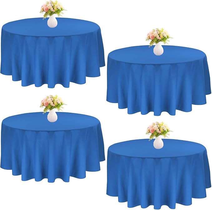 4 Pack Round Tablecloth 70 Inch Polyester Blue Tablecloths for Round Tables Washable Fabric Table Covers for Wedding Dining Table Buffet Parties Banquet（Blue）