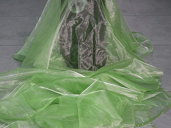 MDS Pack of 75 Yard Sheer Organza Fabric for Wedding Party Home Event Banquet Decorations, Backdrop Curtain Craft Dress Sewing Fashion DIY Crystal Organza Tulle Fabric Bolt 44” Wide - Apple Green