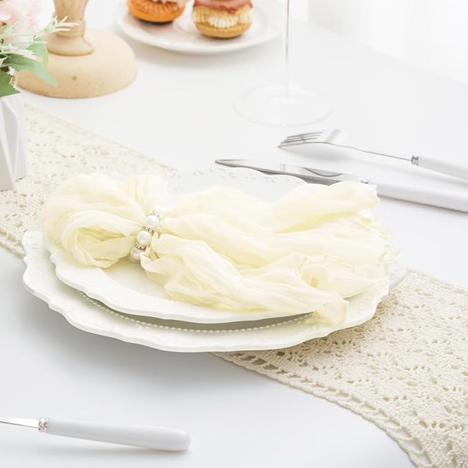 Beige 100 Pack Cheesecloth Napkins Washable 21x21 Inches Beige Cloth Napkins Set of 100 Dinner Table Napkins for Wedding Summer Bridal Baby Shower Rustic Boho Cotton Gauze Party Table Decor