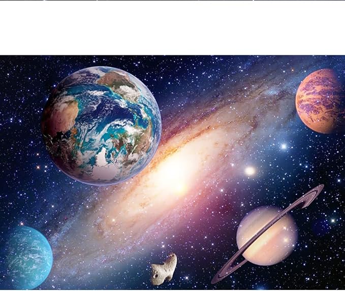 8x6FT Universe Outer Space Theme Backdrop Solar System Universe Galaxy Photography Background Milky Way Science Fiction Photo Studio Props for Children Happy Birthday Party Decor Banner
