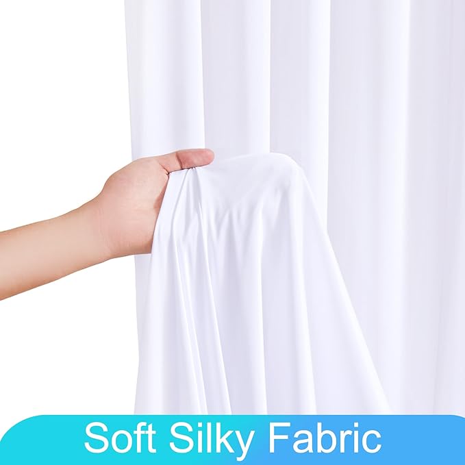 10ft x 7ft White Backdrop Curtain for Parties Wedding White Wrinkle Free Backdrop Drapes Panels for Baby Shower Gender Reveal Birthday Photo Photography Polyester Fabric Background Decoration