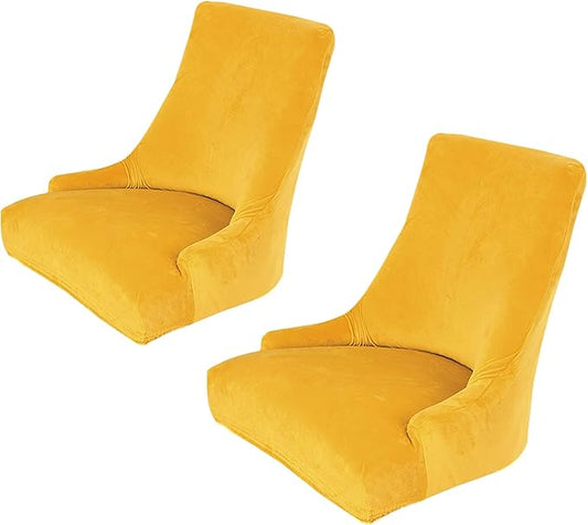 rismart Wingback Dining Chair Cover Stretch Removable Spandex Seat Slipcovers,Yellow 2 PCS