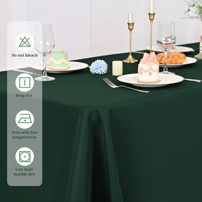 8 Pack 60 x 126 Inch Rectangle Tablecloth, Hunter Green Tablecloth for 8 Feet Rectangle Tables, Stain and Wrinkle Resistant Washable Fabric Table Cloth for Wedding Dining Table Buffet Parties Camping