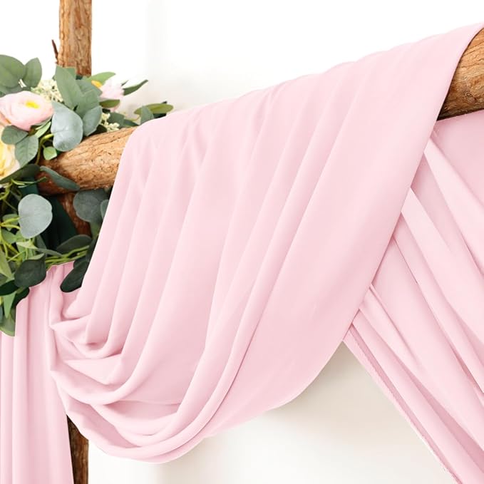 LINXTAR Wedding Arch Draping Fabric 30'' x 18FT Sheer Chiffon Arch Drape Backdrop 1 Panel Blushing Pink Drape for Baby Shower Photo Booth Church Decor Birthday Party Outdoor Decoration