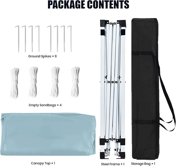 8x8 Pop Up Canopy Tent,Outdoor Canopy with Carry Bag,Easy Up Canopy with 3 Adjustable Height,Outdoor Gazebo Straight Legs,UPF 50+ Event Shelter Tents for Parties,Camping,Market,Patio(Sky Blue)