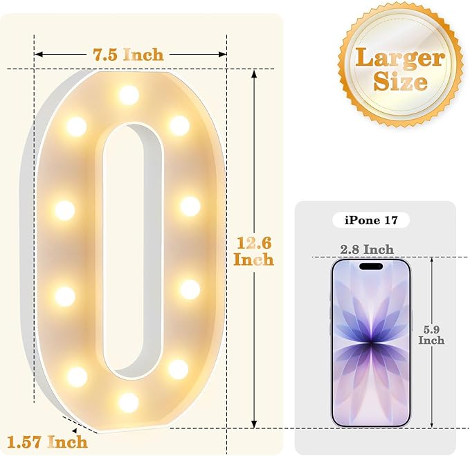 12.6 Inch LED Marquee Light Up Numbers 70, 70th Birthday Number Lights as Gifts for Women Men, Lighted Marquee Numbers for Anniversary Party Night Light Table Decorations
