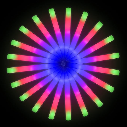 LifBetter 118 pcs Glow Foam Sticks, LED Glow Sticks 3 Modes Colorful Flashing, Foam Glow Sticks Bulk, Glow In The Dark Party Supplies for Weddings Parties Festivals Raves Concerts Sporting Events
