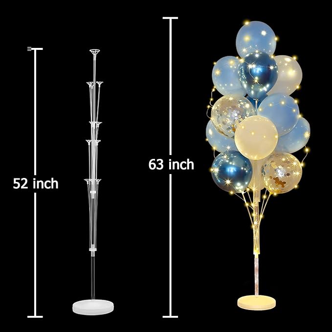 Cicicooie Balloons Stand Kit for Floor with String Light 2 Set Blue Centerpieces Balloon Holder Decoration for Wedding Birthday Party Bachelorette Party