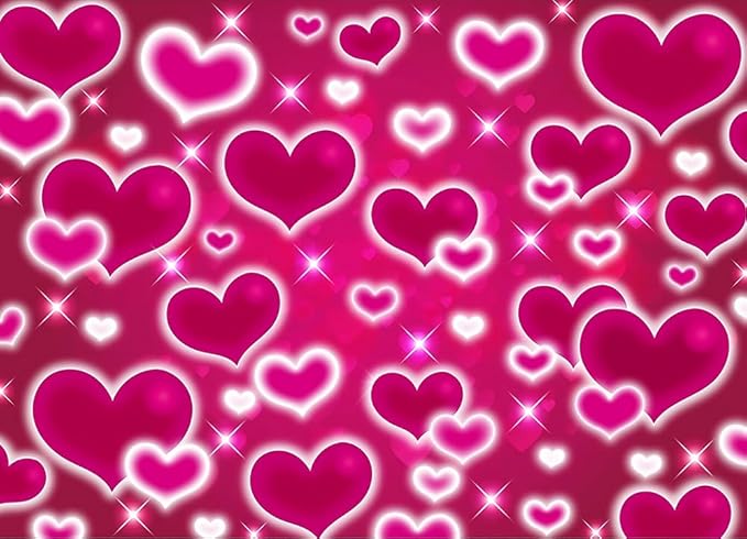 Dudaacvt 7X5FT Pink Heart Photo Backdrop 90s Backdrops for Photoshoot Valentine's Day Backdrop Women Men Happy Birthday Photography Background Banner Photo Booth Studio Props D765