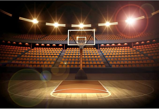 8x6ft Basketball Court Photography Backdrop Spotlight Sports Indoor Stadium Match Arena Game Background Boy Man Youngsters Artistic Portrait Photo Shoot Studio Video Props Vinyl Wallpaper