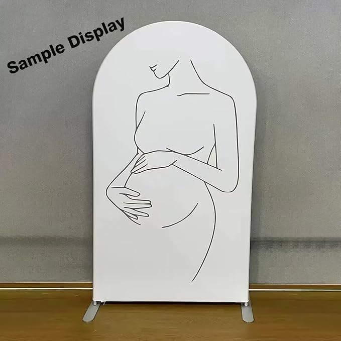 Pregnant Woman Theme Arched Fabric Backdrop Covers for Pregnancy Parties Chiara Backdrop Double-Sided Metal Arch Stand Covers Birthay Baby Shower Dessert Table Decoration