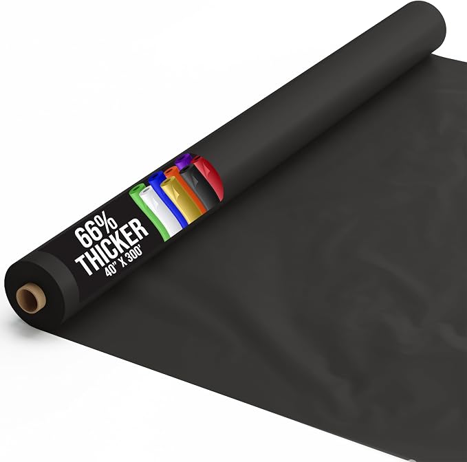 Party Solids 66% Thicker Premium Black Plastic Table Cover Roll 40" X 300' Table Cloth Plastic Cover Roll Quality Thick Banquet Rolls Disposable Tablecloth Rolls Strong American Based Company