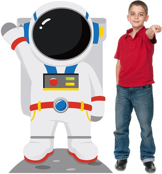 Novabright 4.67 ft Astronaut Cardboard Cutout Space Party Stand-up Backdrop Photo Props for Classroom Vacation Bible School Space Theme Party Science Fairs Supplies