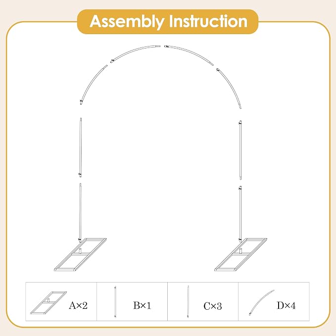 5.25 * 6.56 FT Metal Backdrop Frame Stand, Wedding Decor Flower Arbor Stand, Balloon Arch Backdrop, Golden