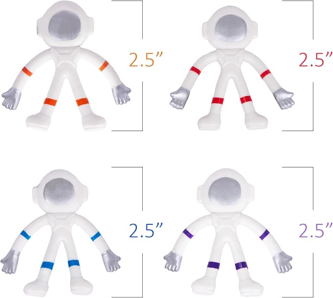 ArtCreativity 48 Piece Mini Bendable Astronaut Figurines, Astronaut Toys in 4 Assorted Colors, Space Party Favors, and Stress Relief Fidget Toy, Space Themed Party Favors for Kids