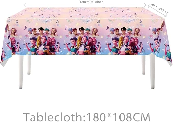 118 Psc For K Pop Demon Birthday Party Supplies Set, Demon Theme, Plates, Cups, Utensils, Napkins, Tablecloth