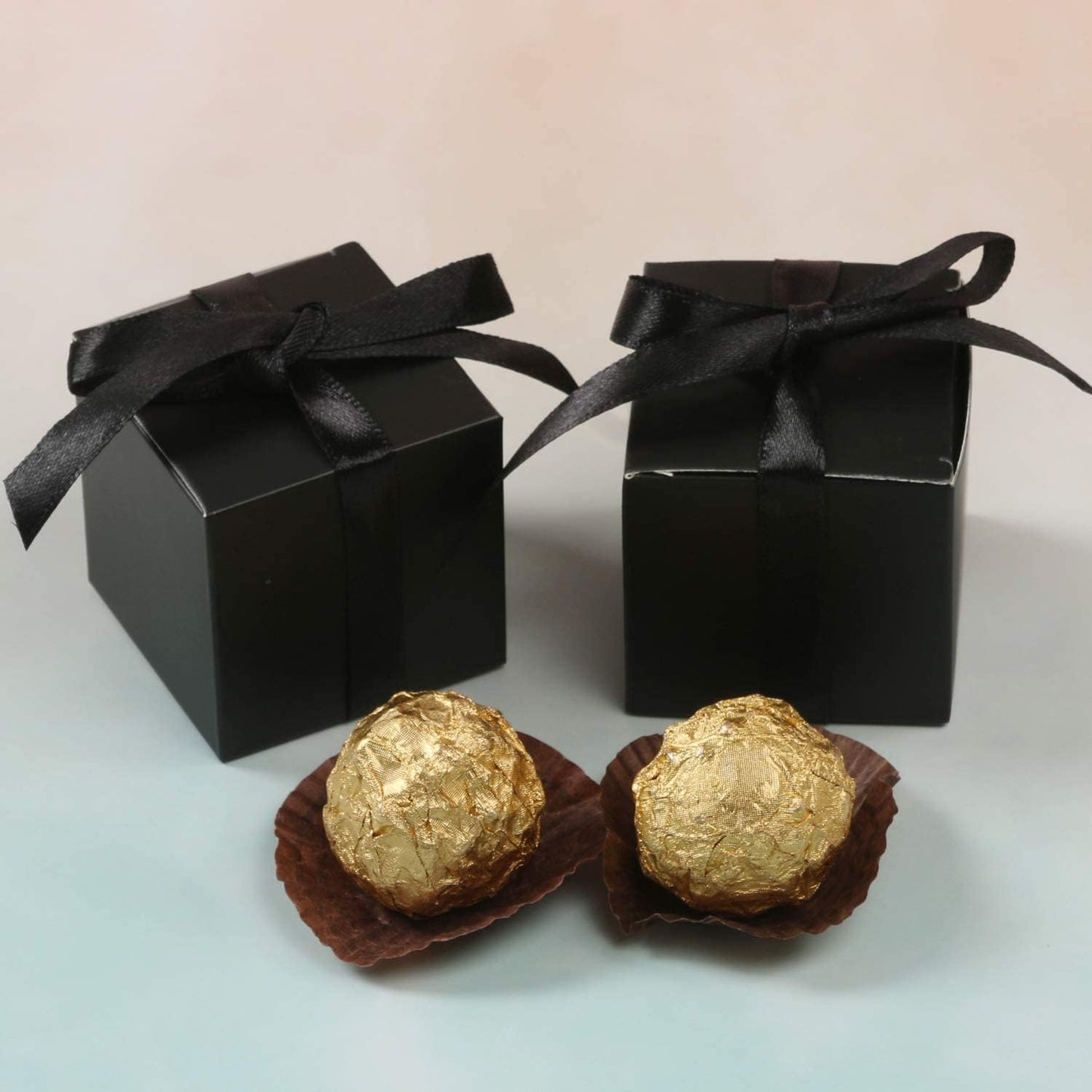 COTOPHER 25pcs Wedding Favor Boxes, Paper Gift Boxes 3x3x3 Inches Small Gift Boxes with Ribbons for Gifts, Crafting, Cupcake, Candy, Bridesmaid Proposal Boxes