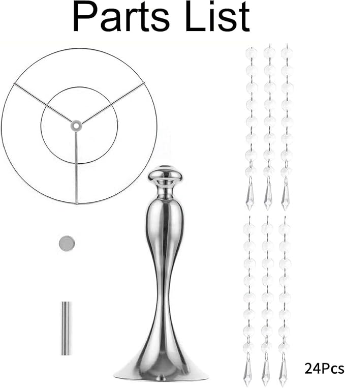 Silver Vase Stand Table: 10.2in Wedding Centerpieces, Set of 2 | High End Crystal Design Vase Stand for Wedding Party Reception Birthday Event Home, Tall Table Center Piece