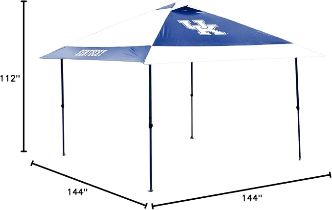 Logo Brands NCAA 12x12 Solo Up Canopy - 144 Square Feet of Shade – One-Person Easy Setup, UV-50 Protection, Rolling Storage Bag – Perfect Tent for Tailgates and Outdoor Events