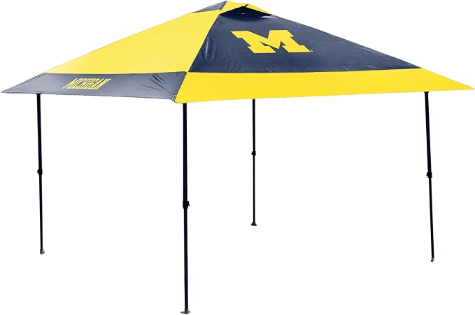 Logo Brands NCAA 12x12 Solo Up Canopy - 144 Square Feet of Shade – One-Person Easy Setup, UV-50 Protection, Rolling Storage Bag – Perfect Tent for Tailgates and Outdoor Events
