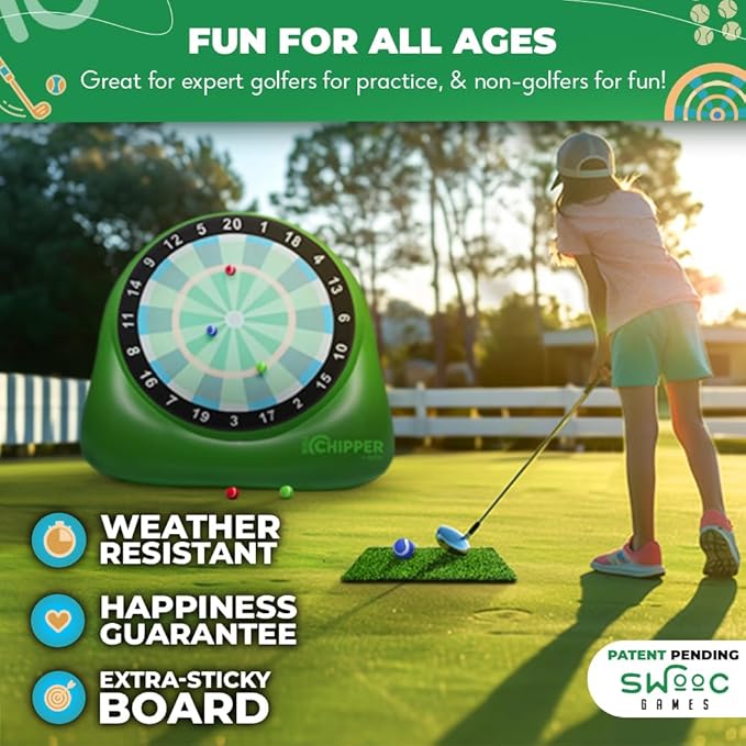 Swooc Games® - Bull Chipper™ | Giant Golf Darts with 10+ Golf Games | Backyard Game with Air Pump | Yard Game for Adults | Giant Outdoor Fun for Adults and Family | Outside Activity - Golf Chipper