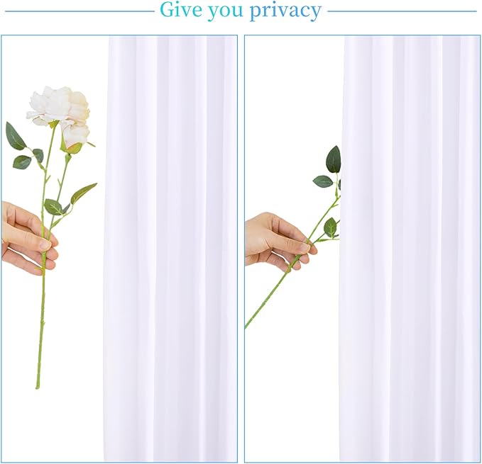4 Panels White Backdrop Curtain for Parties Wedding Wrinkle Free White Photo Curtains Backdrop Drapes Fabric Decoration for Baby Shower 20ft(W) x 10ft(H)