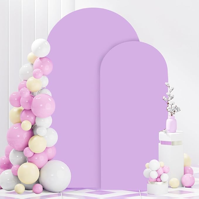 FANPROMS Arch Backdrop Cover Set of 2 Lavender 6FT 7.2FT Wedding Arch Cover for Arch Cover Set of 2 Balloon Arch Backdrop Cover for Parties
