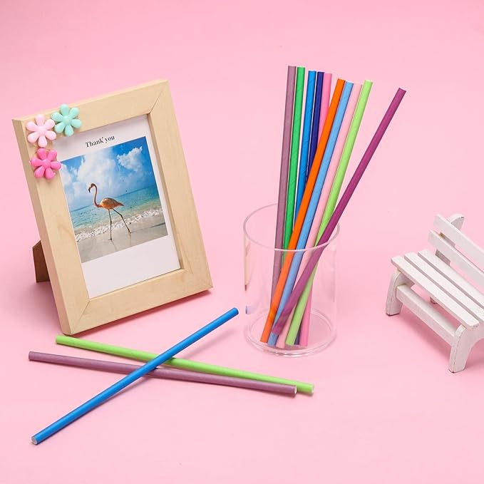 200PCS Multi-Color Biodegradable Paper Straws for Party Supplies,Birthday,Bridal/Baby Shower, Christmas Decorations and Holiday Celebrations (Solid color)