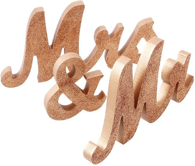 Mr & Mrs Sign for Wedding Table, Large Mr and Miss Wooden Letters, Party Decoration Head Table Wedding Wood Letter, Just Married Sign Anniversary Party Valentine's Day Decor,Rose Golden